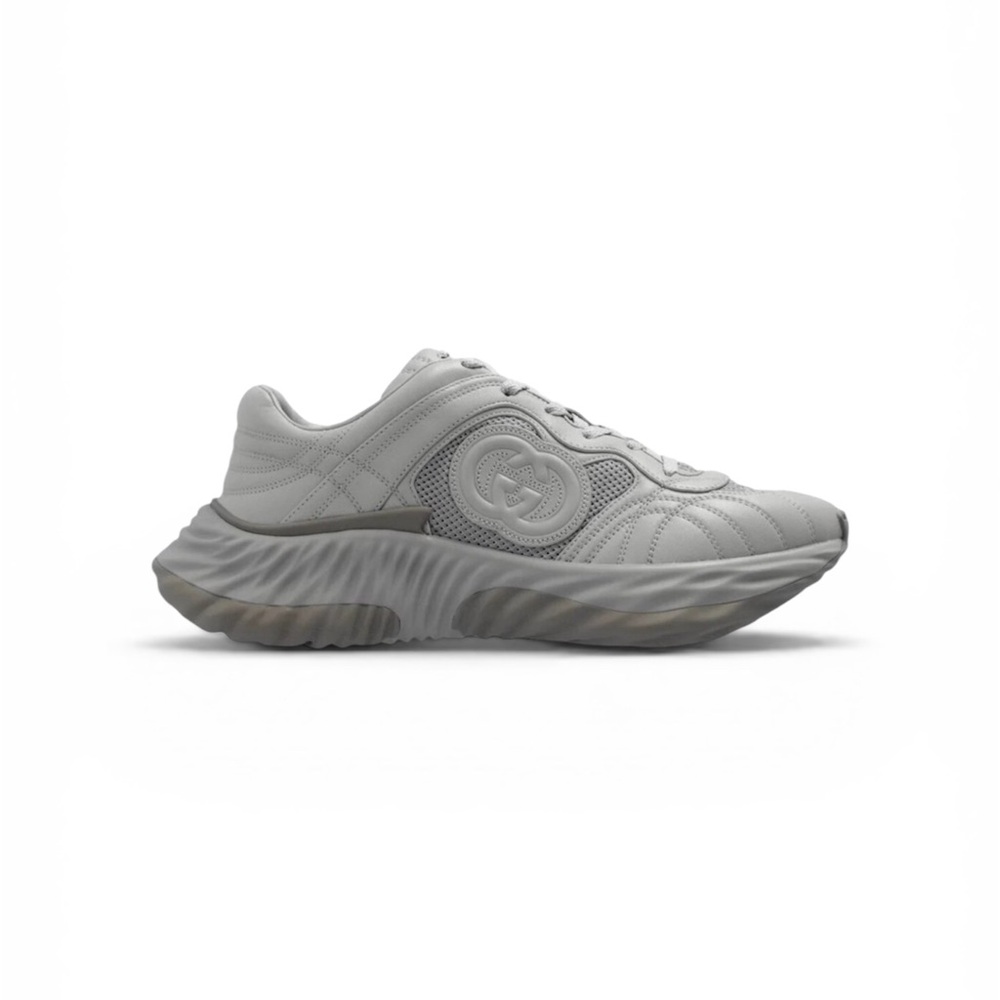 Gucci Light Gray New Nappa Sombre Ripple Men's Sneaker MEN SIZE: 10.5